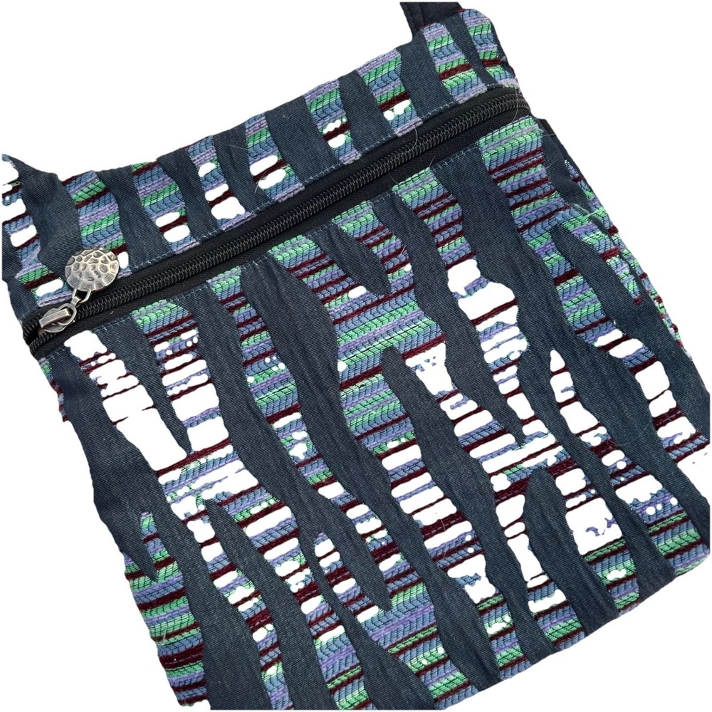 Trimdin Crossbody Bag‎ Womens Small Blue Purple Woven Jacquard Art Wear Boho